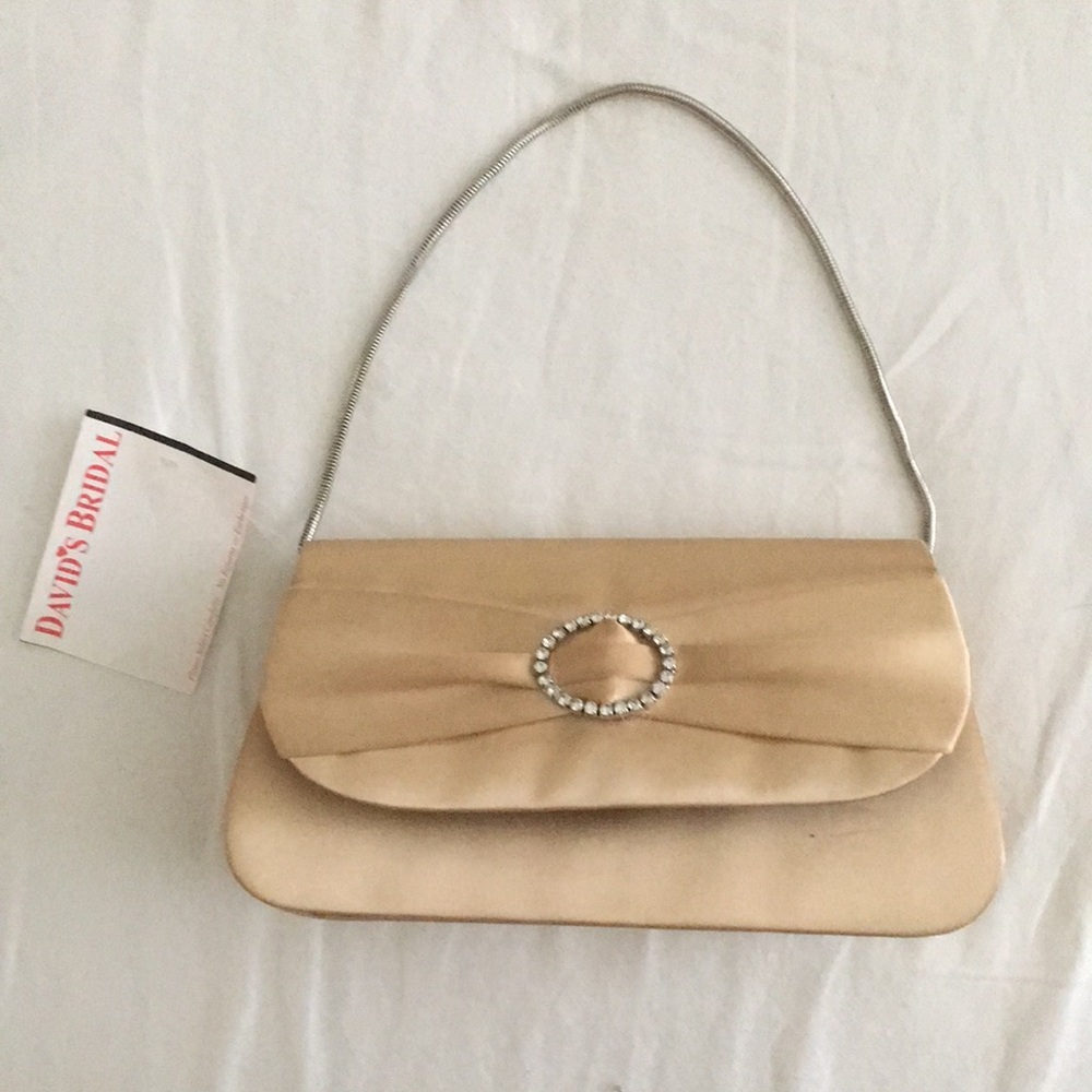 David's Bridal Gold Clutch with Silver Strap